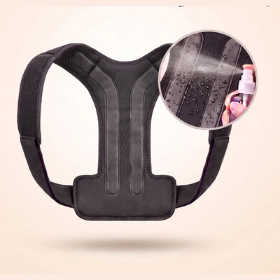 Inside of the PostureFit brace: dry fabric pads being misted with water