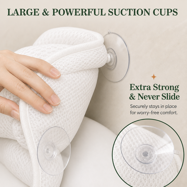 Aploomb Wave Bath Pillow, suction-cup backing detail