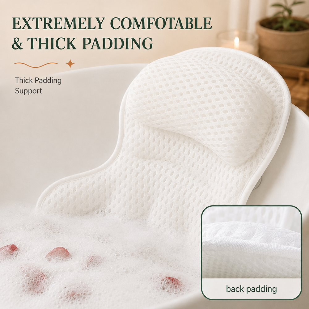 Aploomb Wave Bath Pillow - Installed in bathtub