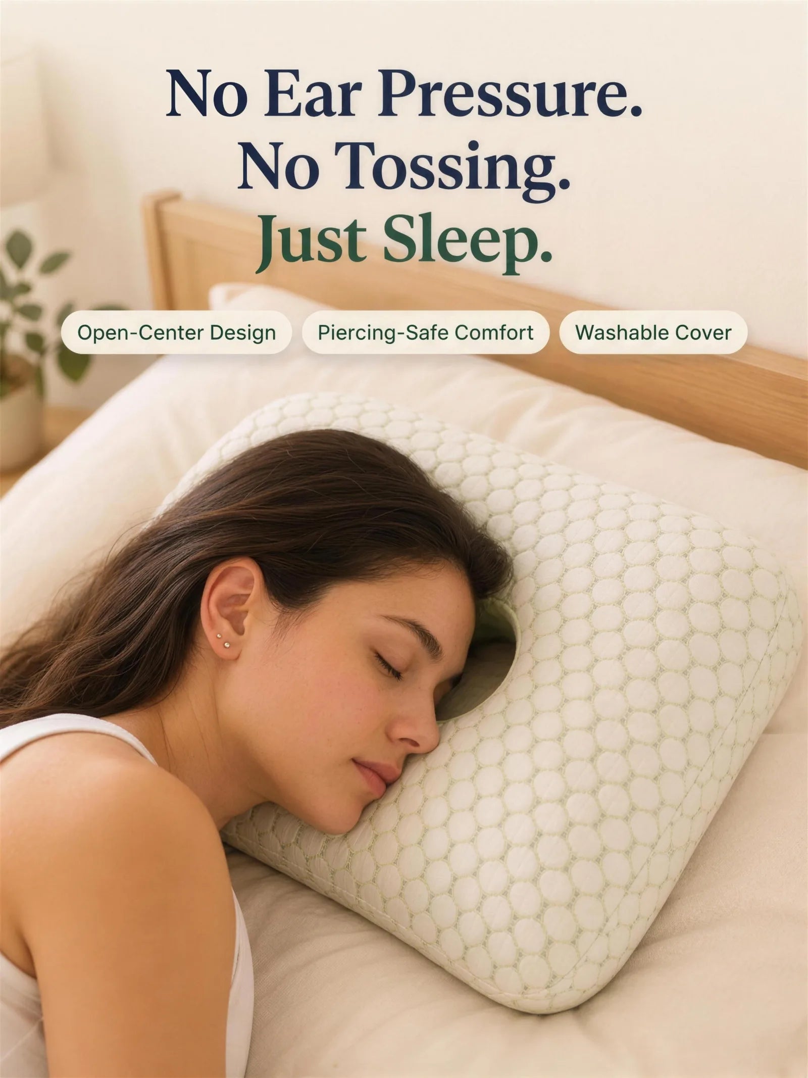 No Ear Pressure. No Tossing. Just Sleep. The Aploomb Ear Comfort Donut Pillow &mdash; Open-Center Design, Piercing-Safe Comfort, Washable Cover
