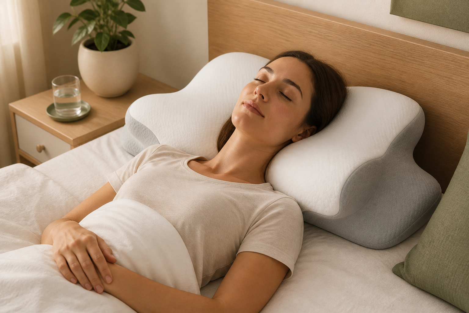 Aploomb Ultra Contour Pillow supporting the neck and head